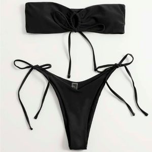 Self Tie Bandeau High Cut Bikini